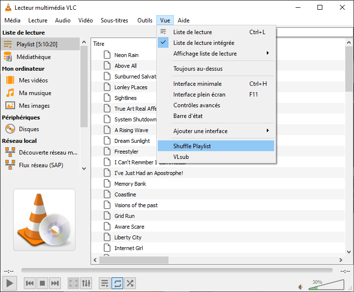VLC - Plug-in Shuffle Playlist